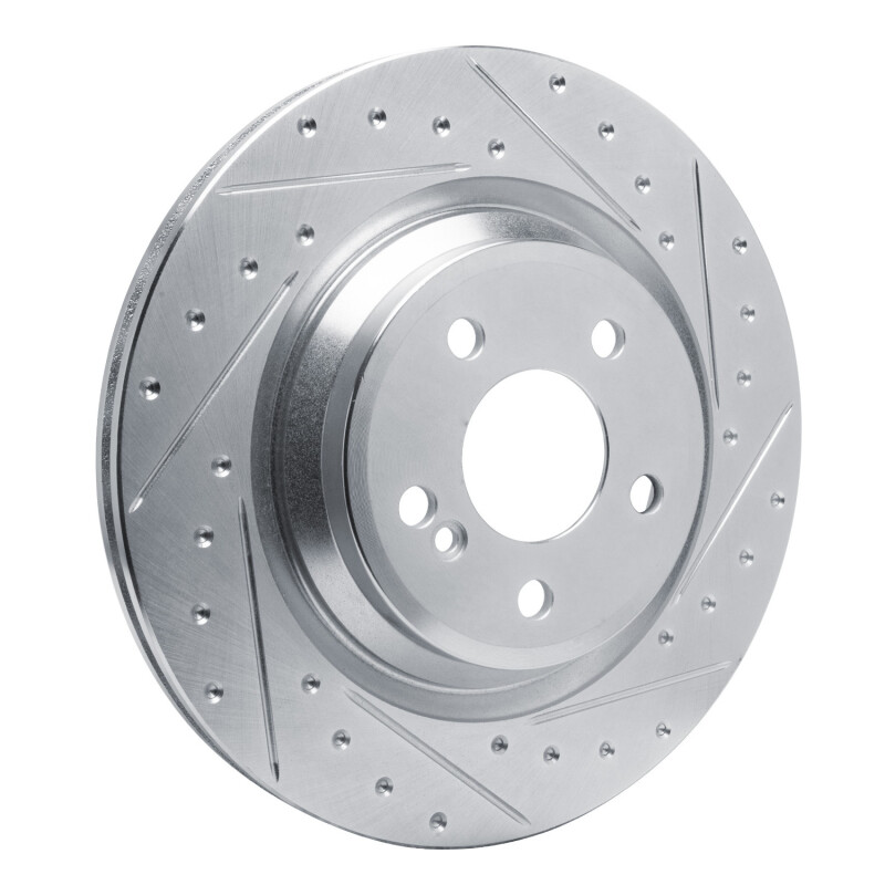 Mercedes-Benz SL400 Brake Rotor (1) - Rear Right - R1 Concepts - Drilled & Slotted - Silver - `13-`20
